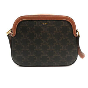 Celine Camera Bag Shoulder Triomphe Canvas Brown Tan